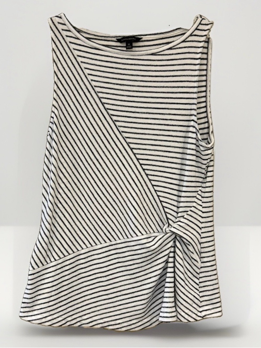 Banana Republic Striped Knot Front Sleeveless Top Black White M
